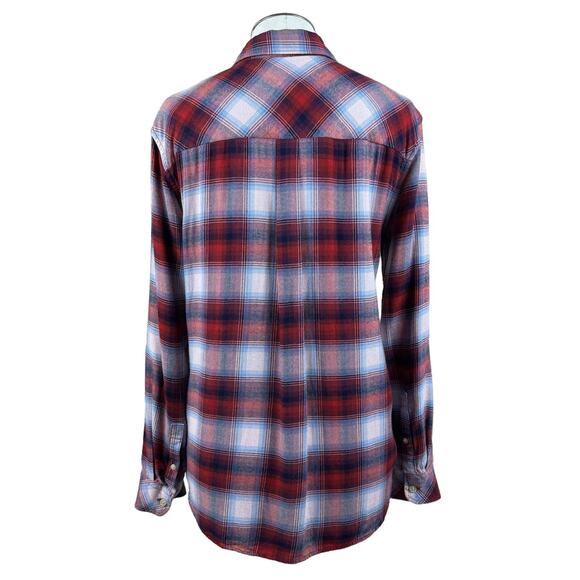 Women Gap + Pendleton Red White Plaid Boyfriend Casual Western Button Up Shirt S - Picture 4 of 10